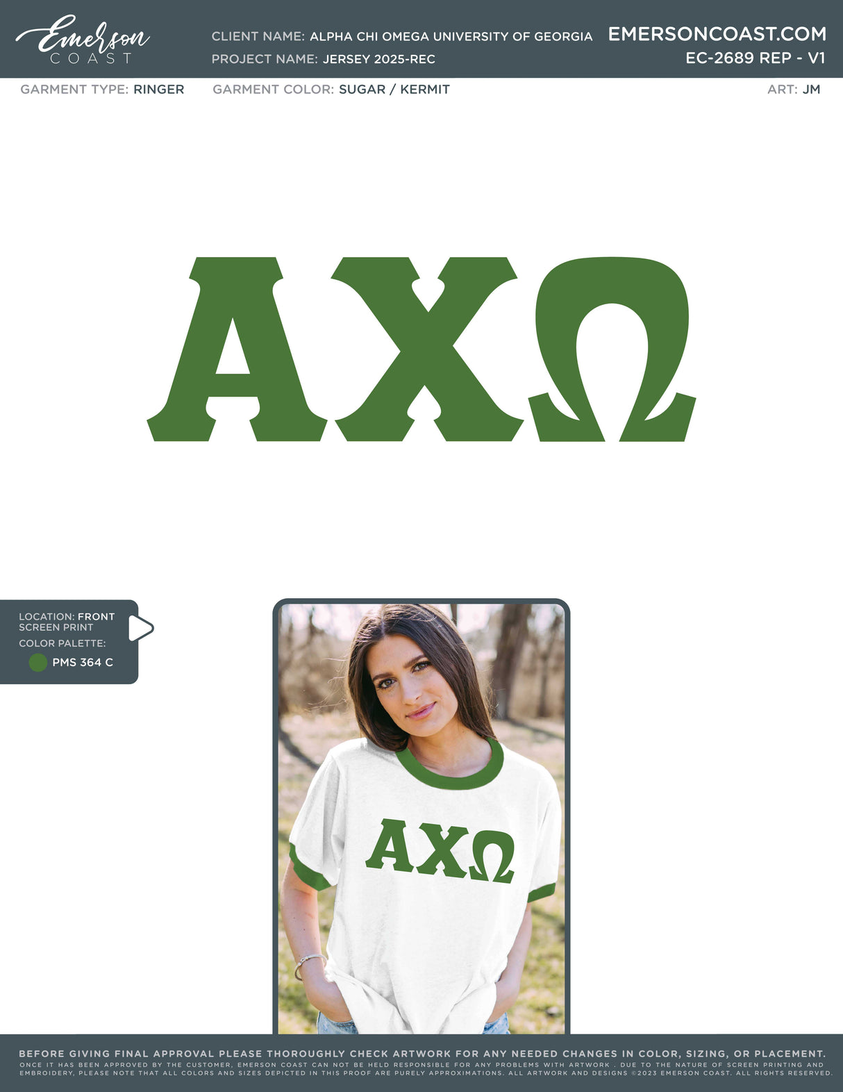EC-2689 REP Alpha Chi Omega University of Georgia Jersey 2025-REC
