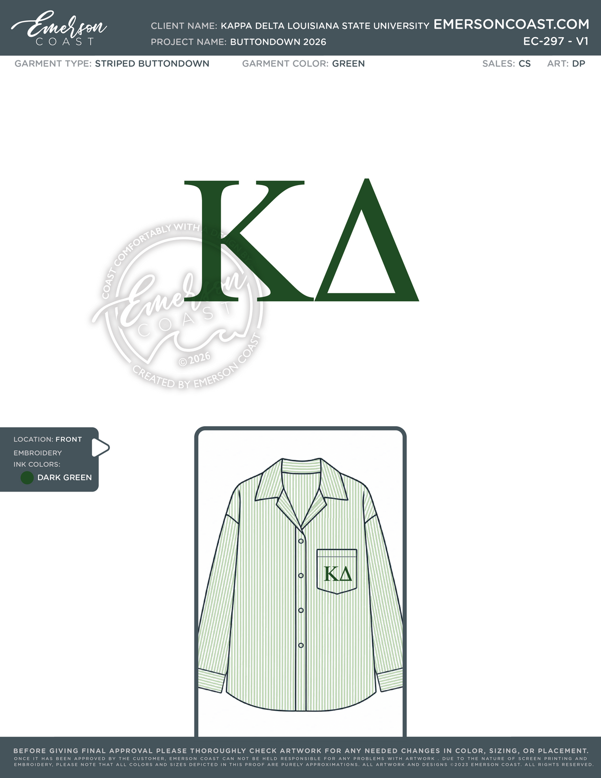 EC-297 REP Kappa Delta Louisiana State University Buttondown 2026 PR
