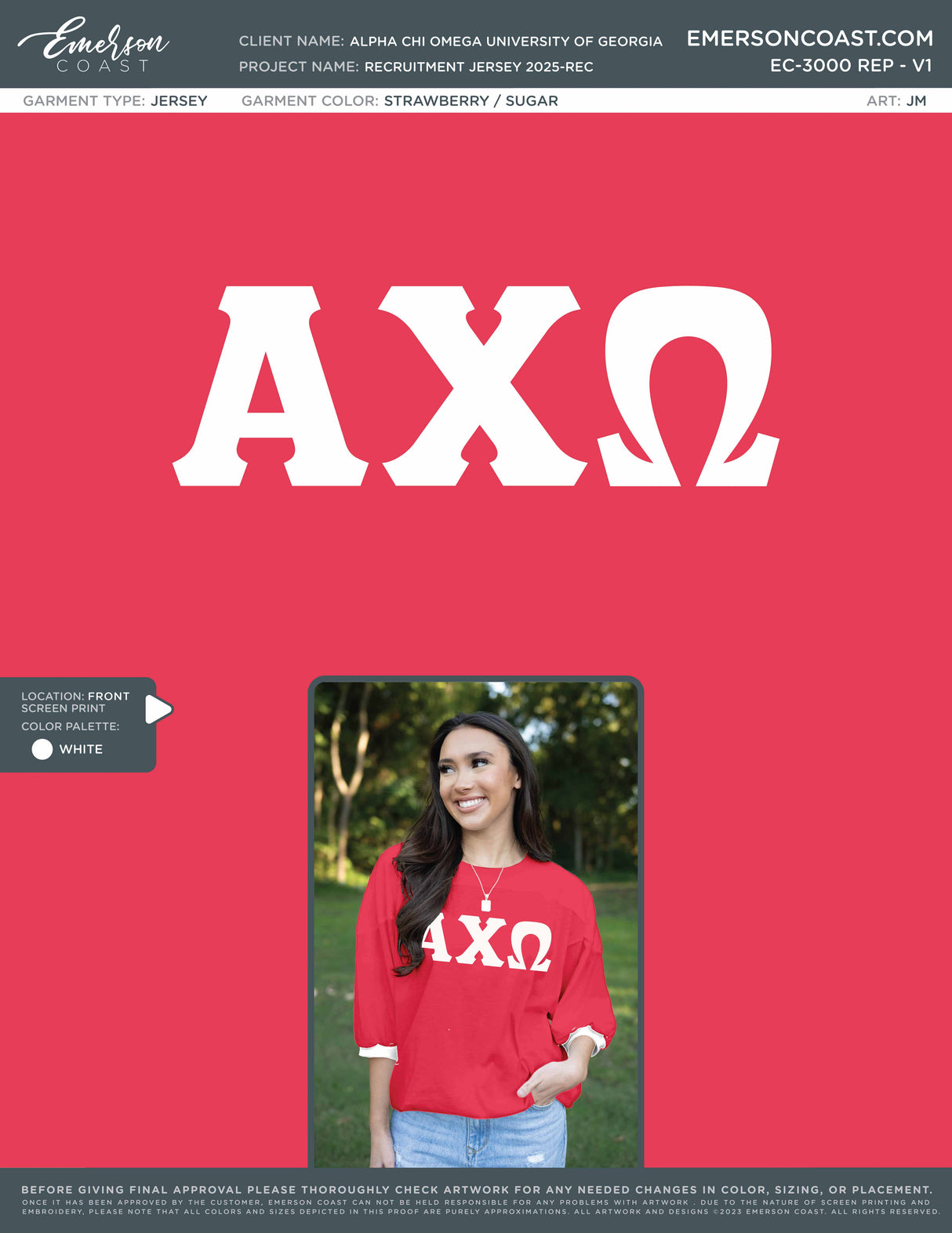 EC-3000 REP Alpha Chi Omega University of Georgia Recruitment Jersey 2025-REC_ART PROOF