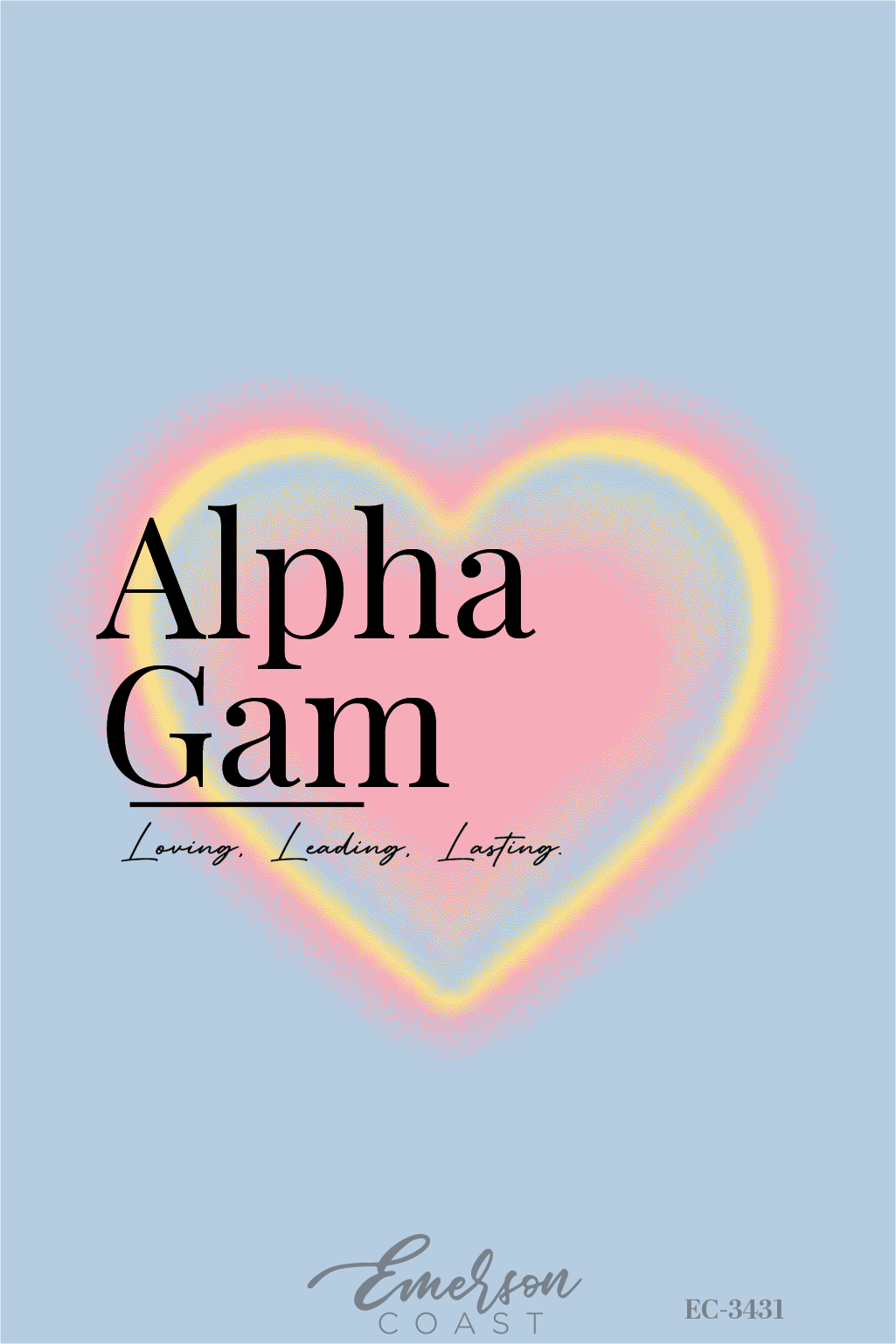 Alpha Gamma Delta Loving Leading Lasting Glowing Heart Recruitment Tee