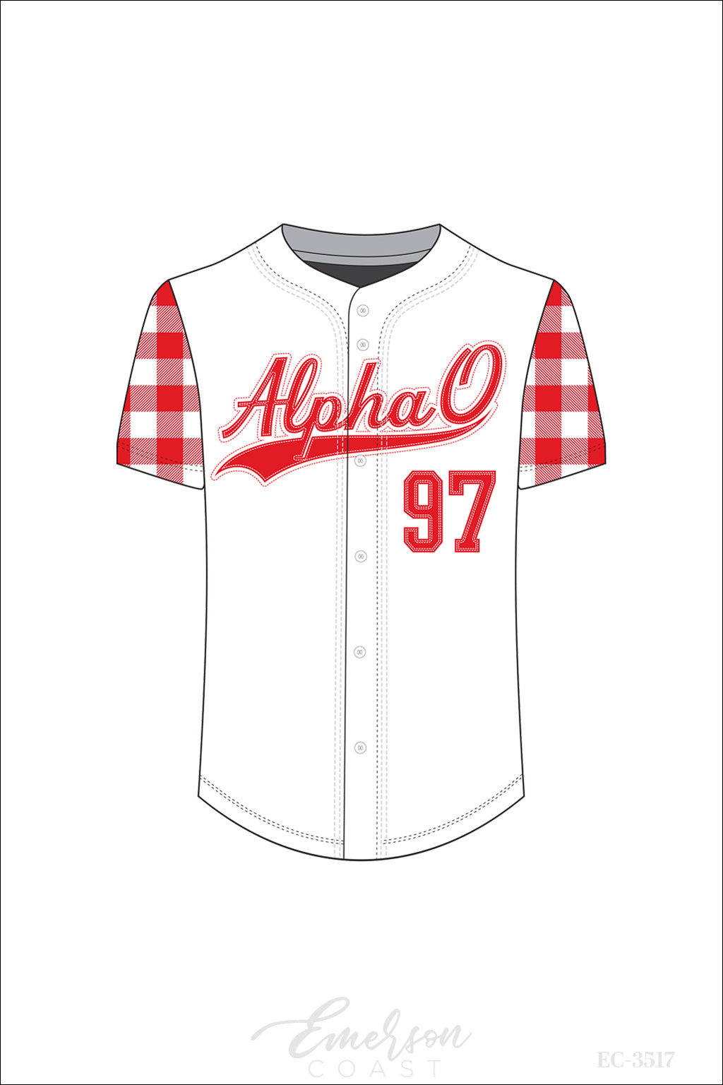 Alpha Omicron Pi Red Gingham Baseball Jersey