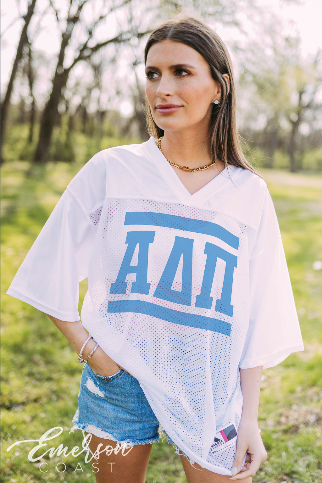 Alpha Delta Pi White Work Week Football Jersey