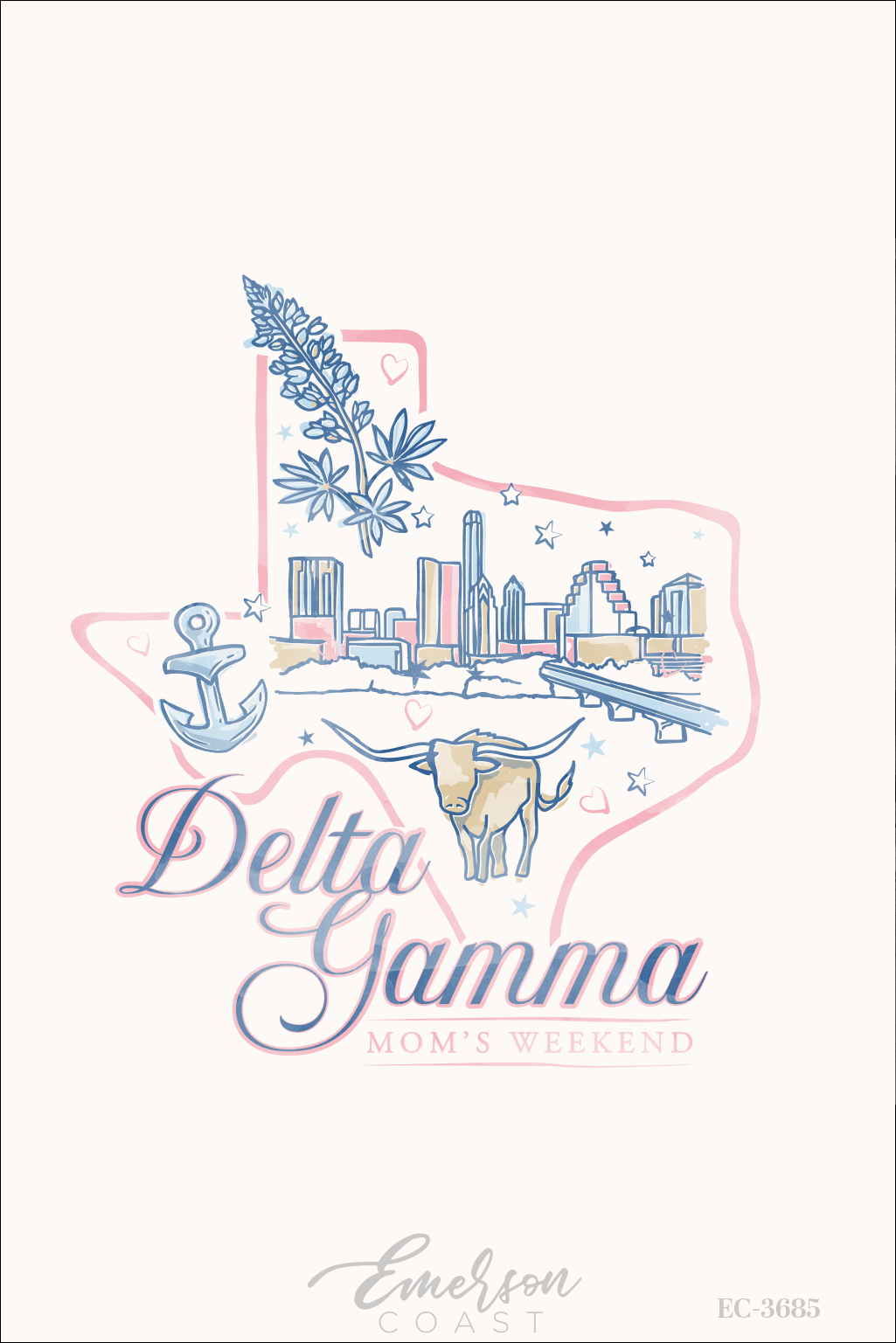 Delta Gamma University of Texas Mom's Weekend Watercolor Tee