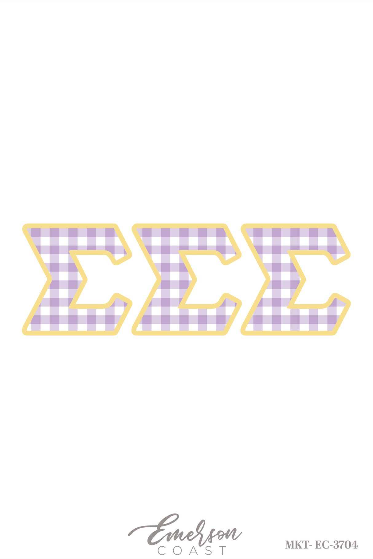 Sigma Sigma Sigma Lavender Gingham Print Letter Jersey