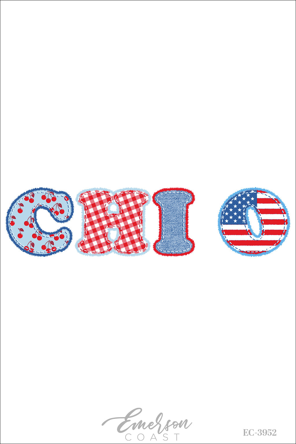 Chi Omega America Patchwork Bid Day Baby Tee