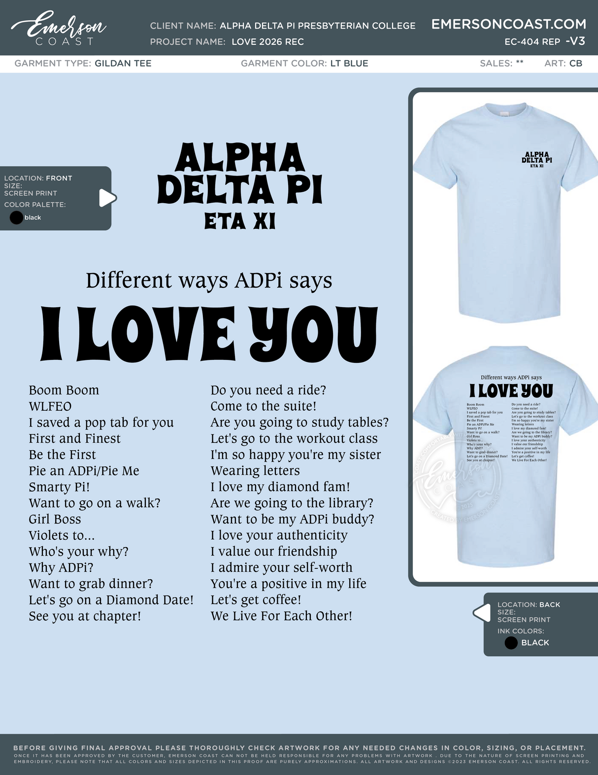 EC-404 REP Alpha Delta Pi Presbyterian College Love 2026 REC