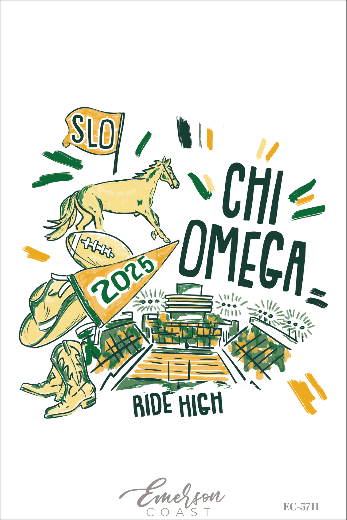Chi Omega California Polytechnic State University Football Stadium Tee