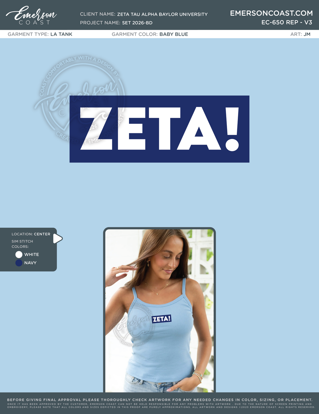 EC-650 REP Zeta Tau Alpha Baylor University Set 2026-BD