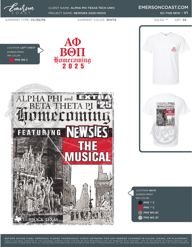 EC-7108 NEW Alpha Phi Texas Tech University Newsies 2025-HOCO