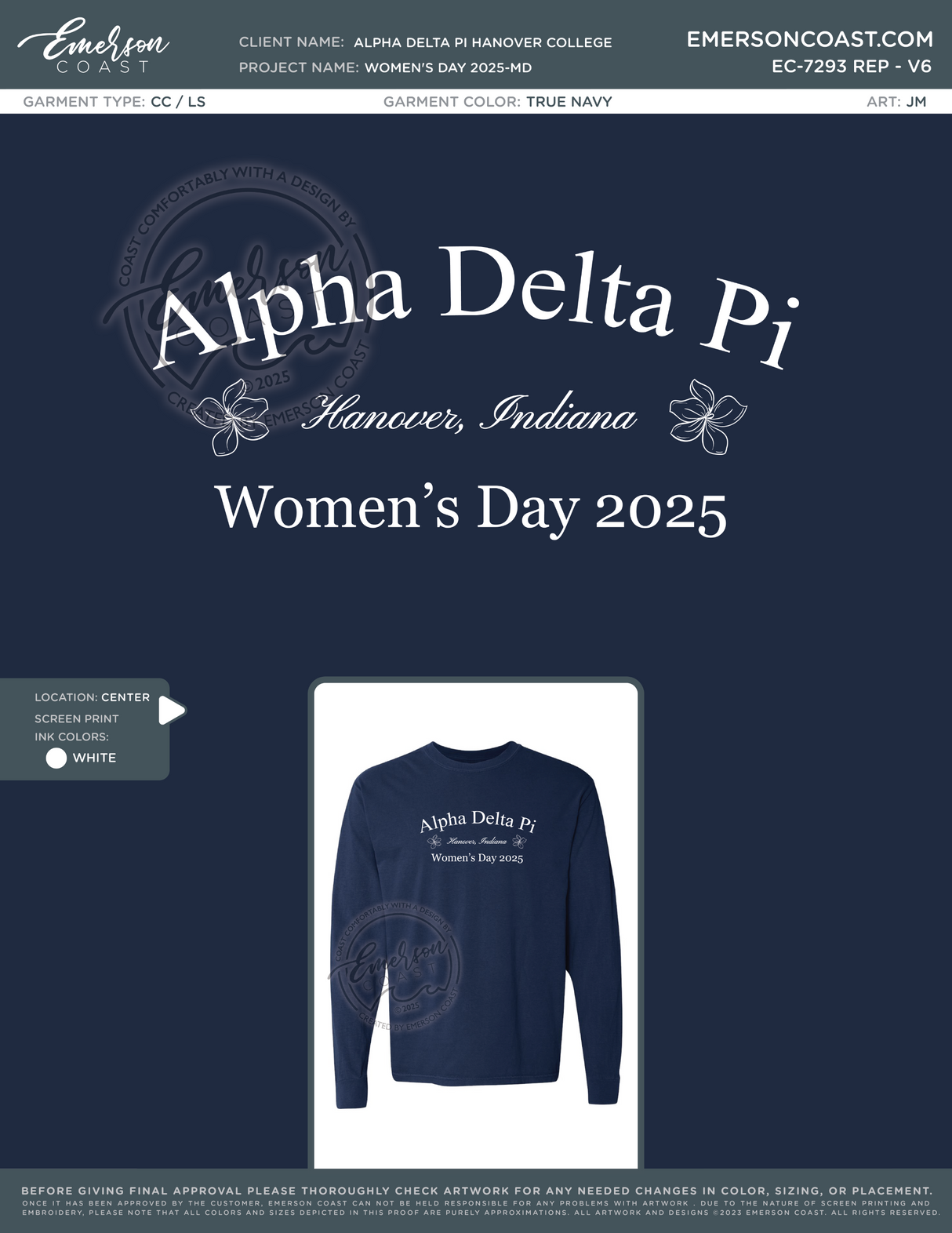 EC-7293 REP Alpha Delta Pi Hanover College Women's Day 2025-MD