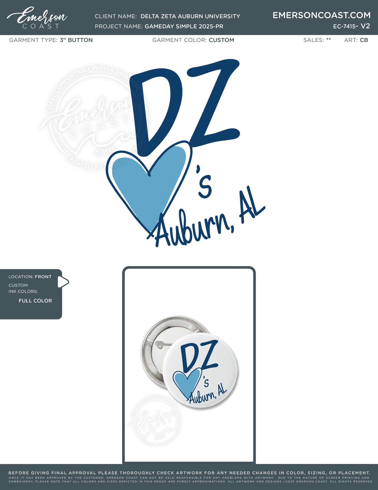EC-7415 Delta Zeta Auburn University Gameday simple 2025-pR
