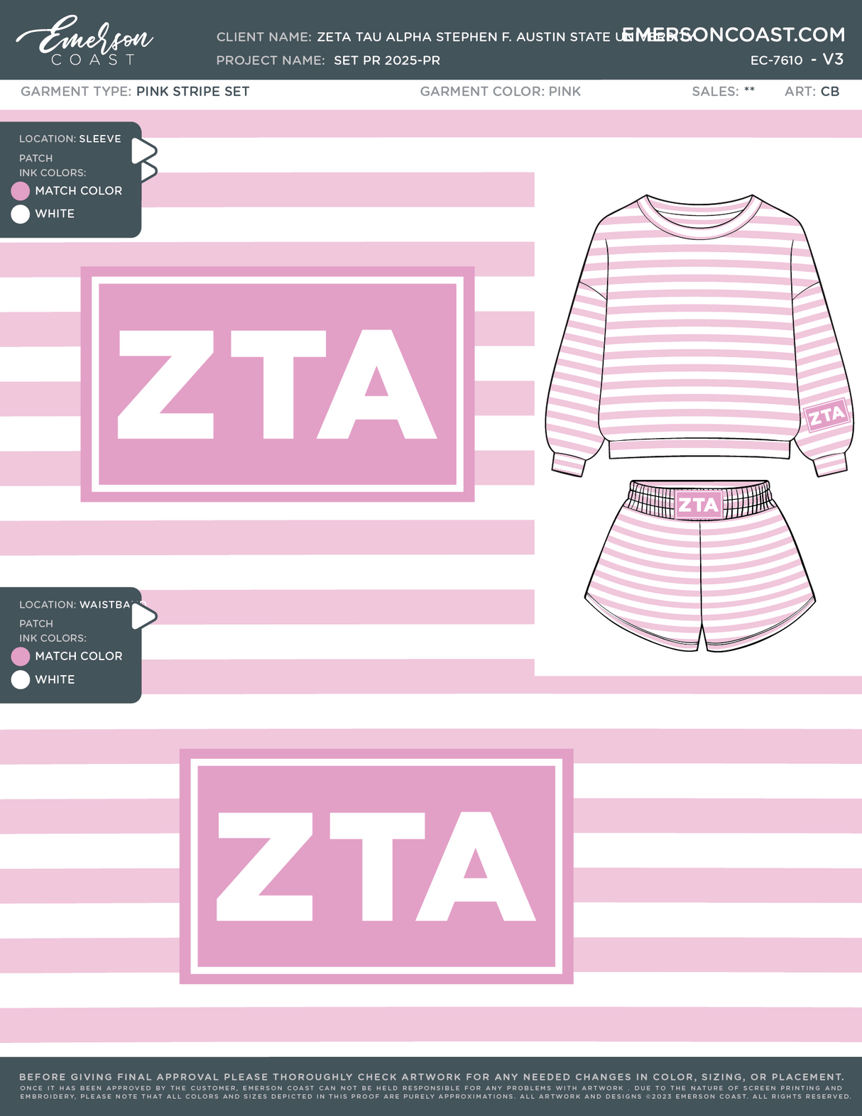 EC-7610 Zeta Tau Alpha Stephen F. Austin State University Set PR 2025-PR