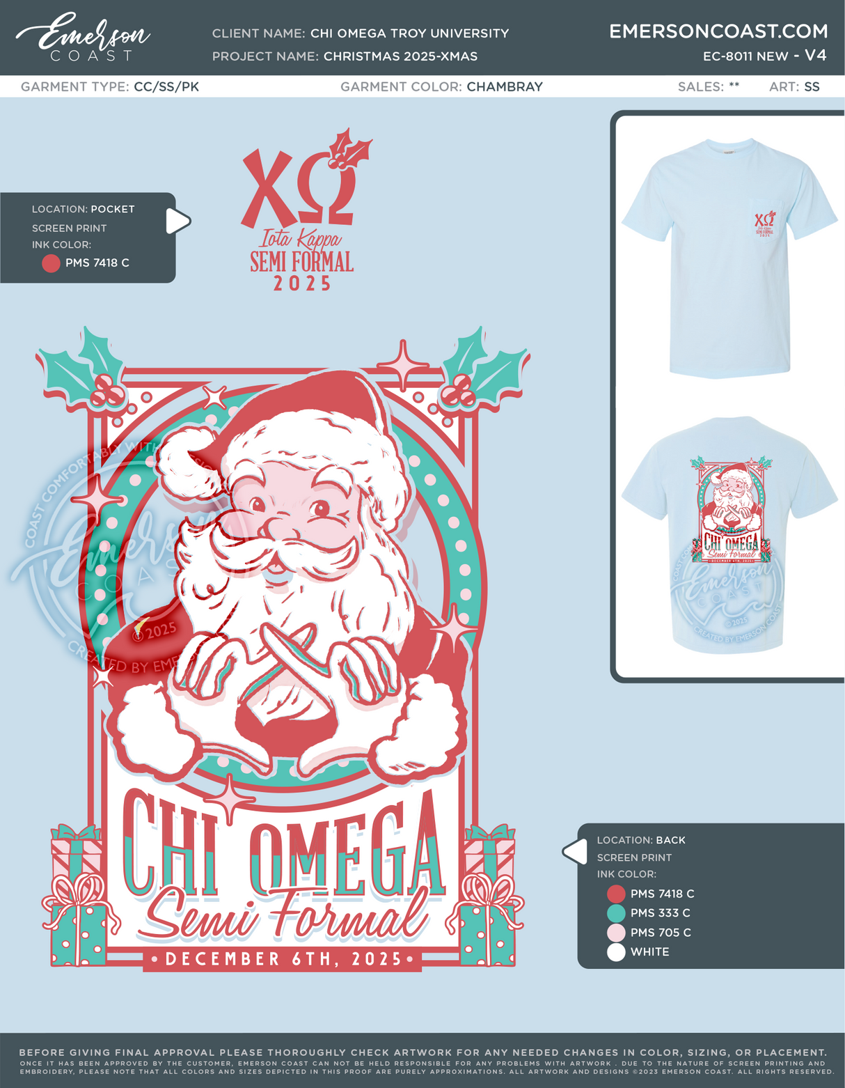 EC-8011 NEW Chi Omega Troy University Christmas 2025-XMAS