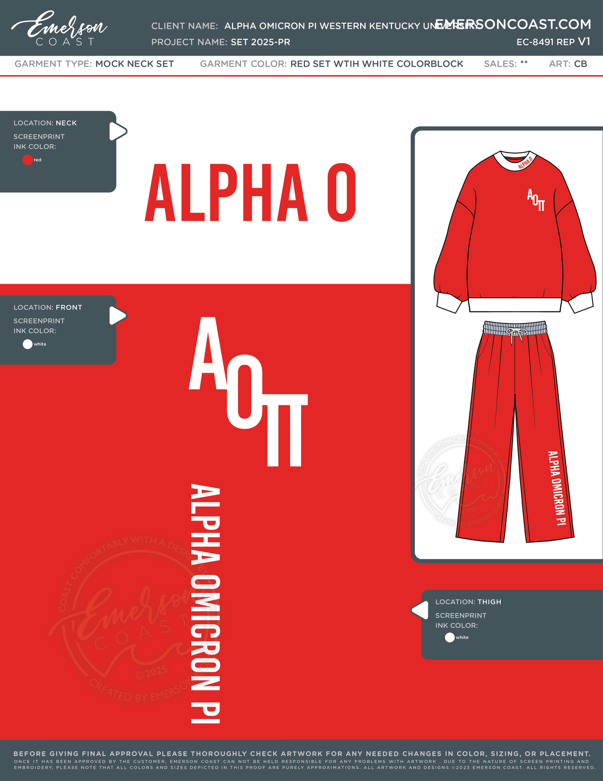 EC-8491 REP Alpha Omicron Pi Western Kentucky University Set 2025-PR