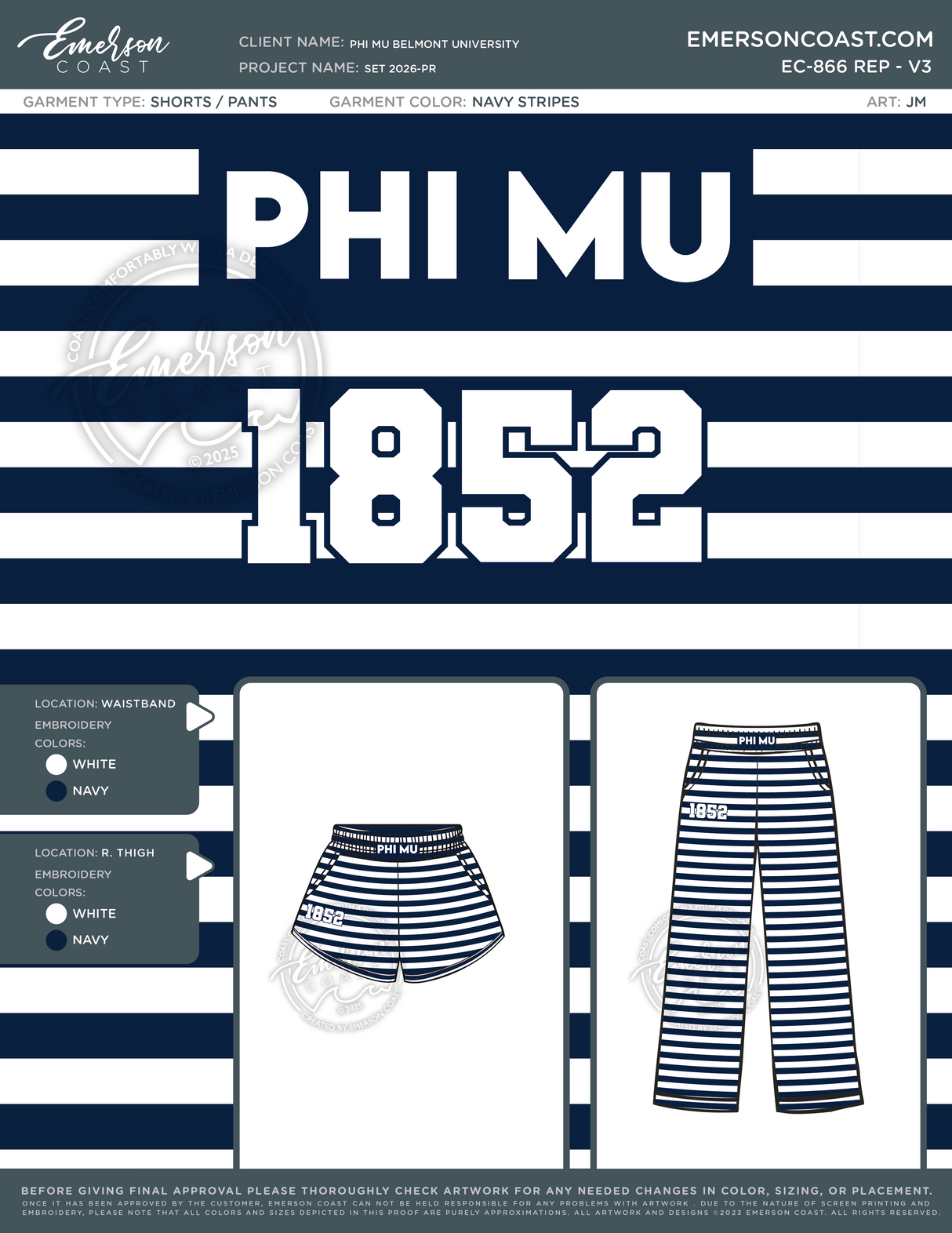 EC-866 REP Phi Mu Belmont University Set 2026-PR - pants