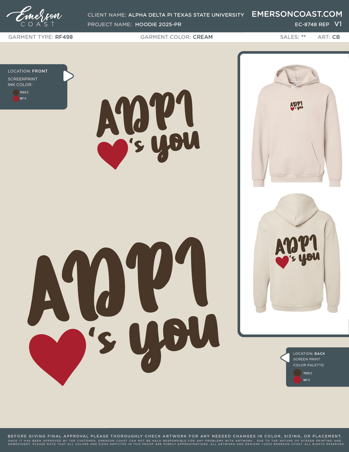 EC-8748 REP Alpha Delta Pi Texas State University Hoodie 2025-PR