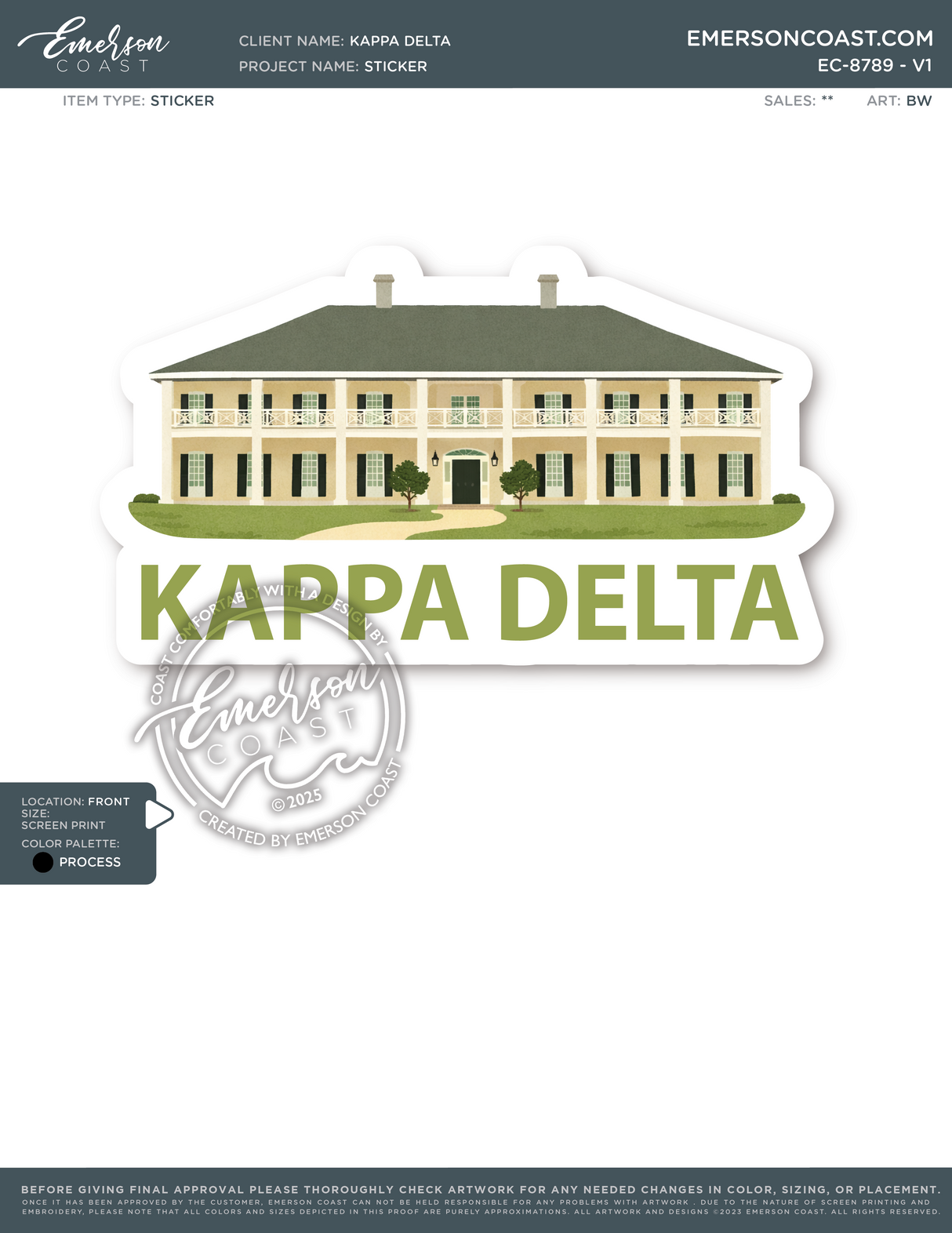 EC-8789 NEW Kappa Delta Texas A&M University House Sticker 2025-PR