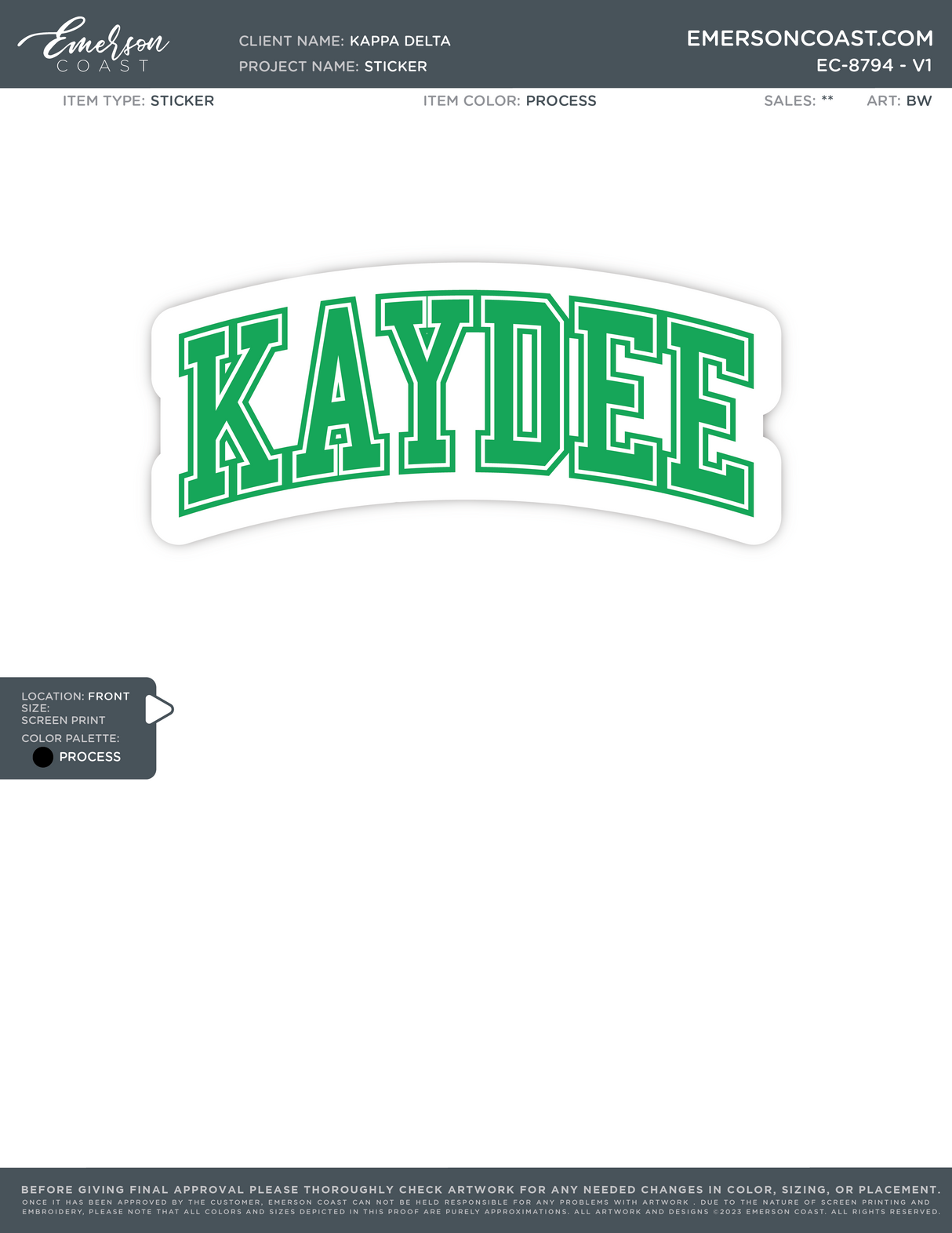 EC-8794 REP Kappa Delta Texas A&M University Varsity Sticker 2025-PR