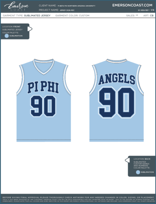EC-9554 REP Pi Beta Phi Northern Arizona University Jersey 2026-REC