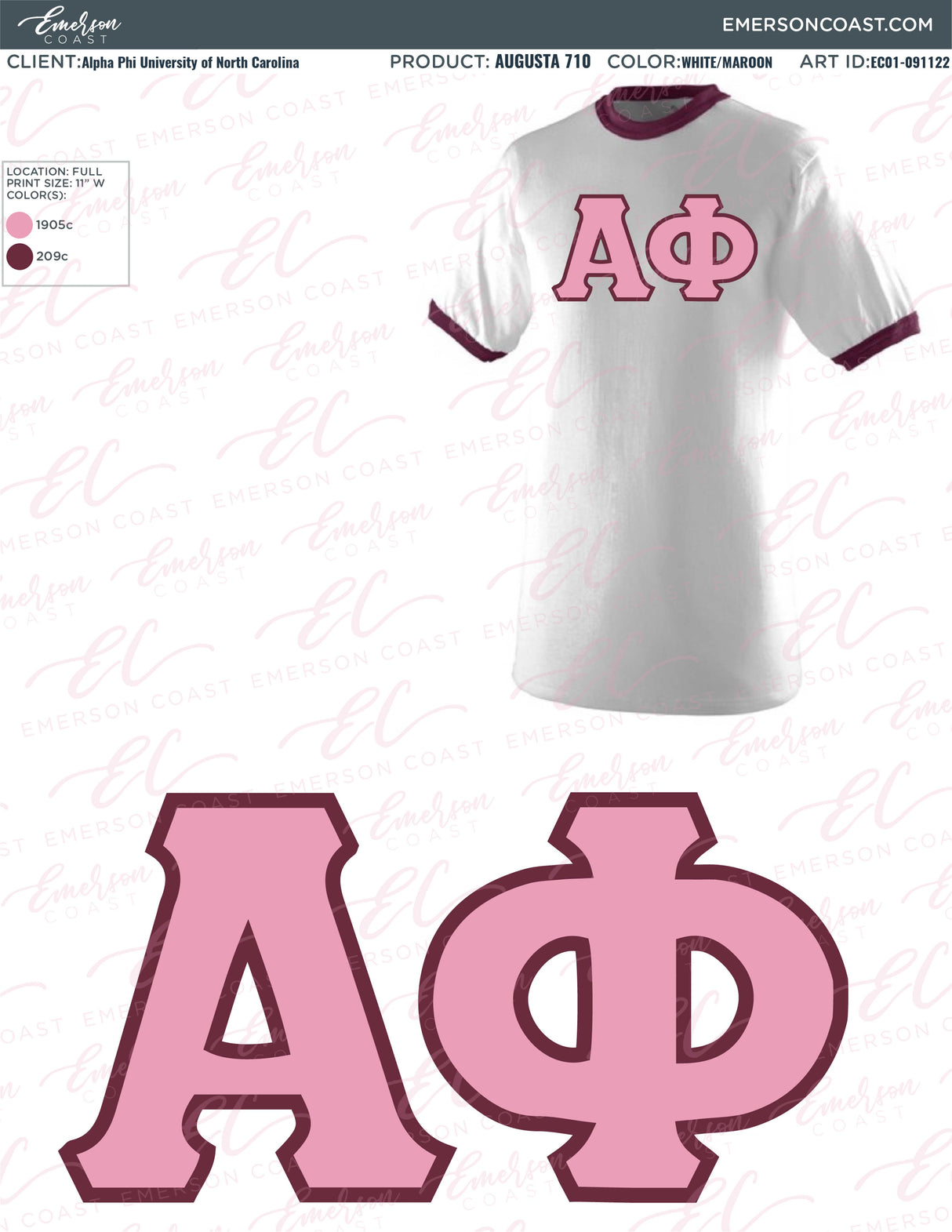 EC01-091122 Alpha Phi University of North Carolina Wilmington Jersey 2022