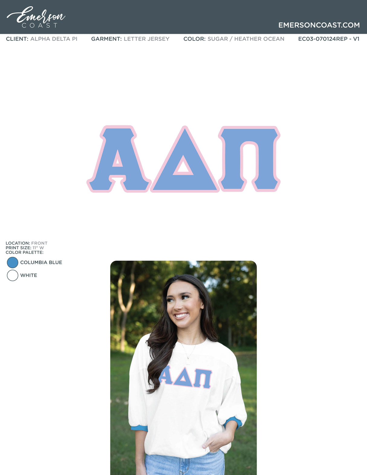 EC03-070124REP Alpha Delta Pi Georgia College University Letter Jerseys 2024-BD