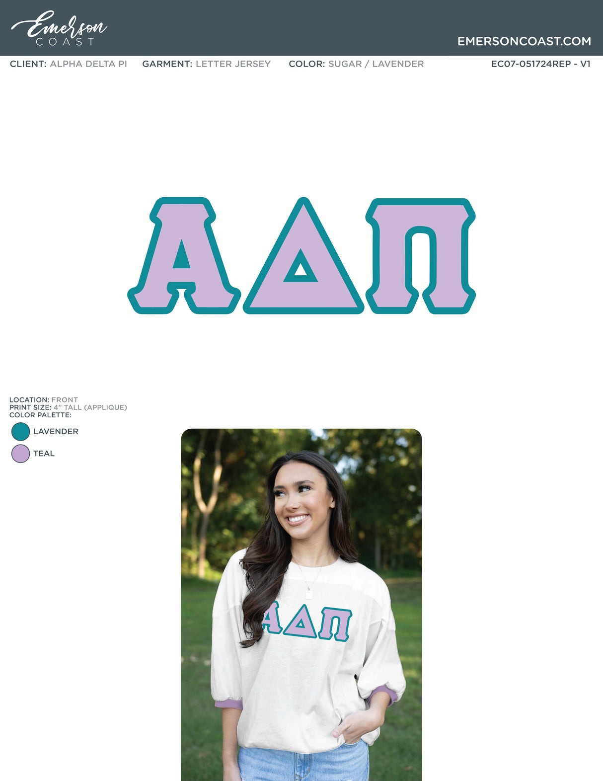 EC07-051724REP Alpha Delta Pi Murray State University Letter Jersey 2024-BD