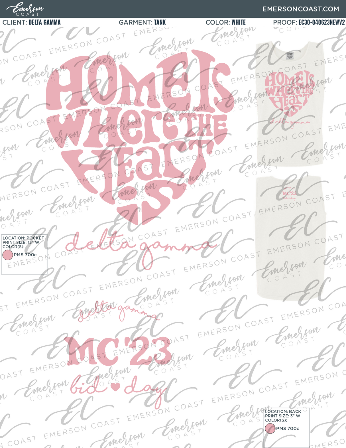 Delta Gamma Home is Where the Heart Is Bid Day Tank