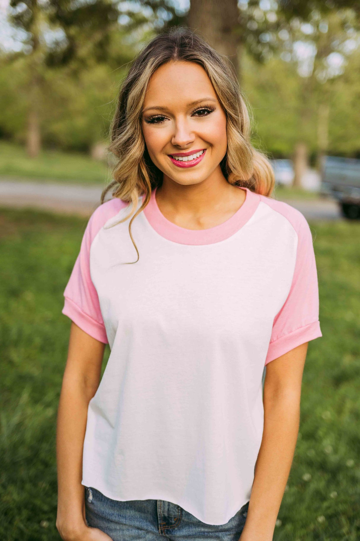Emerson Coast Raw Edge Raglan Tee