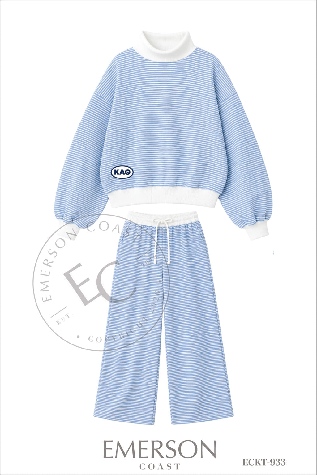 Kappa Alpha Theta Blue White Mockneck Set