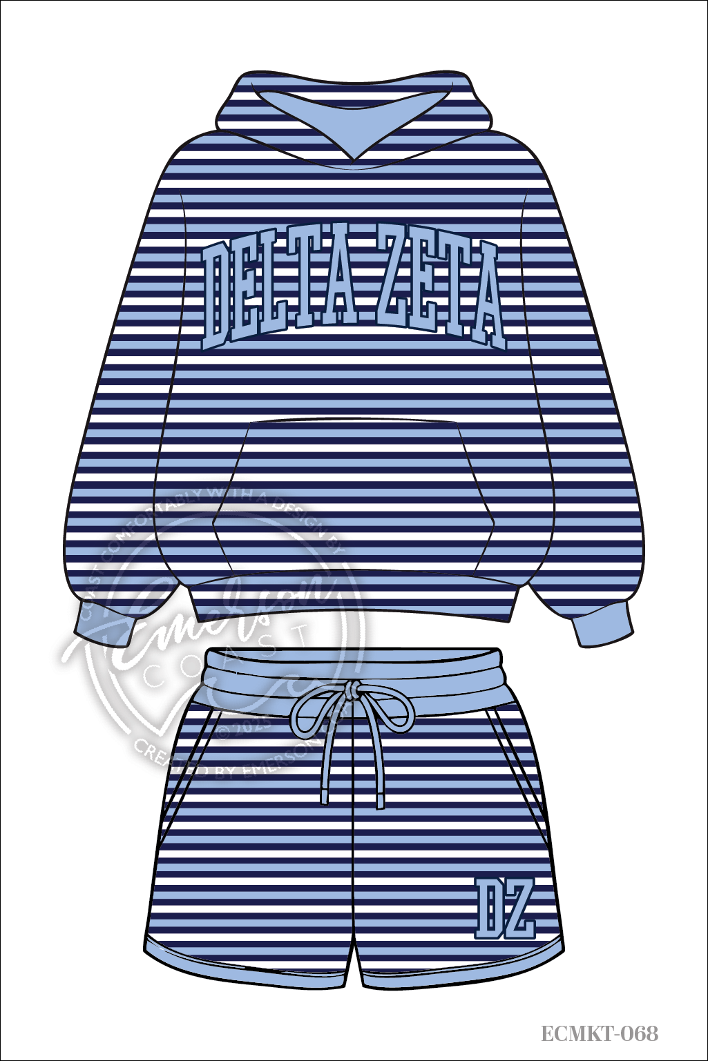 Delta Zeta Saltwater Striped hoodie/shorts set