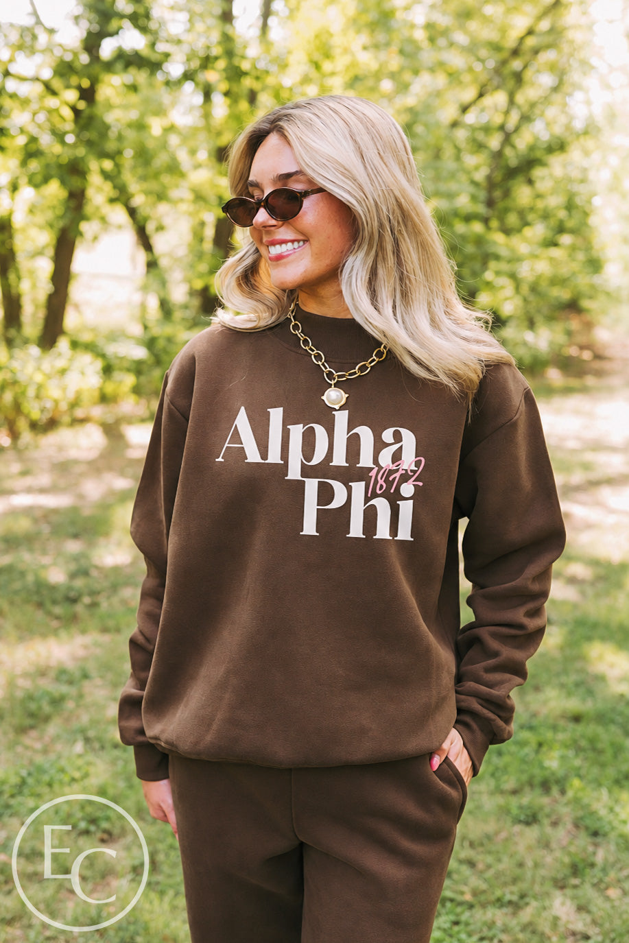 Alpha Phi Brown Short Mockneck Set