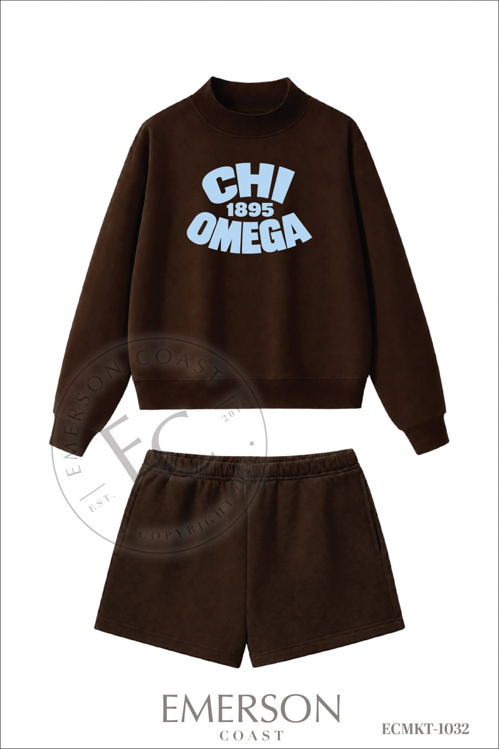 Chi Omega Brown Short Mockneck Set