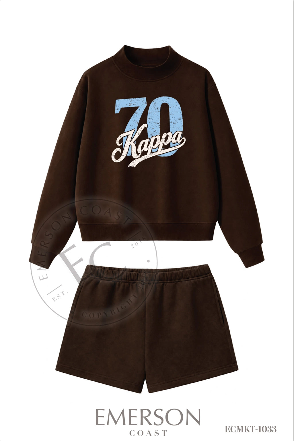 Kappa Kappa Gamma Brown Shorts Mockneck Set