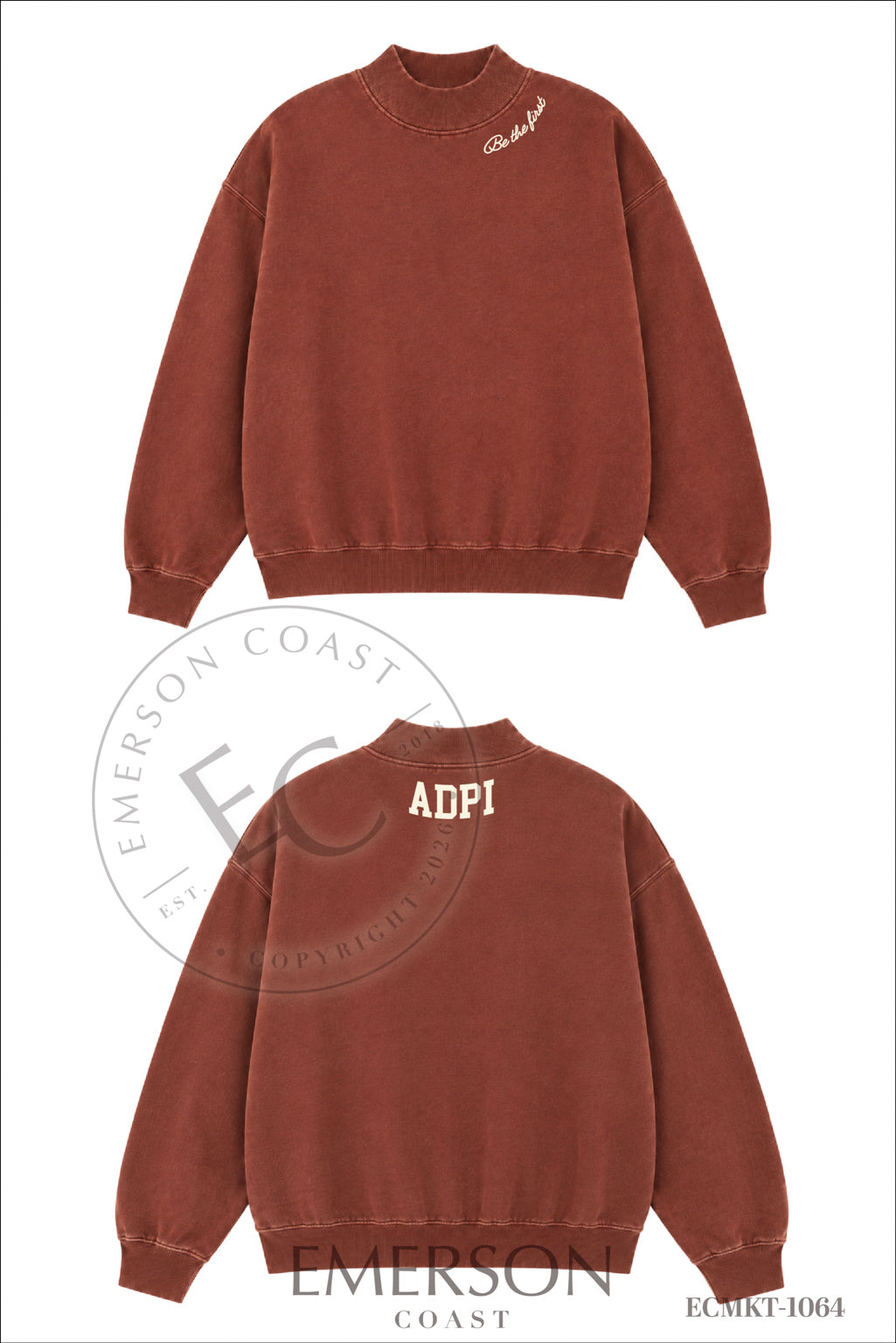 Alpha Delta Pi Dark Maroon Mockneck