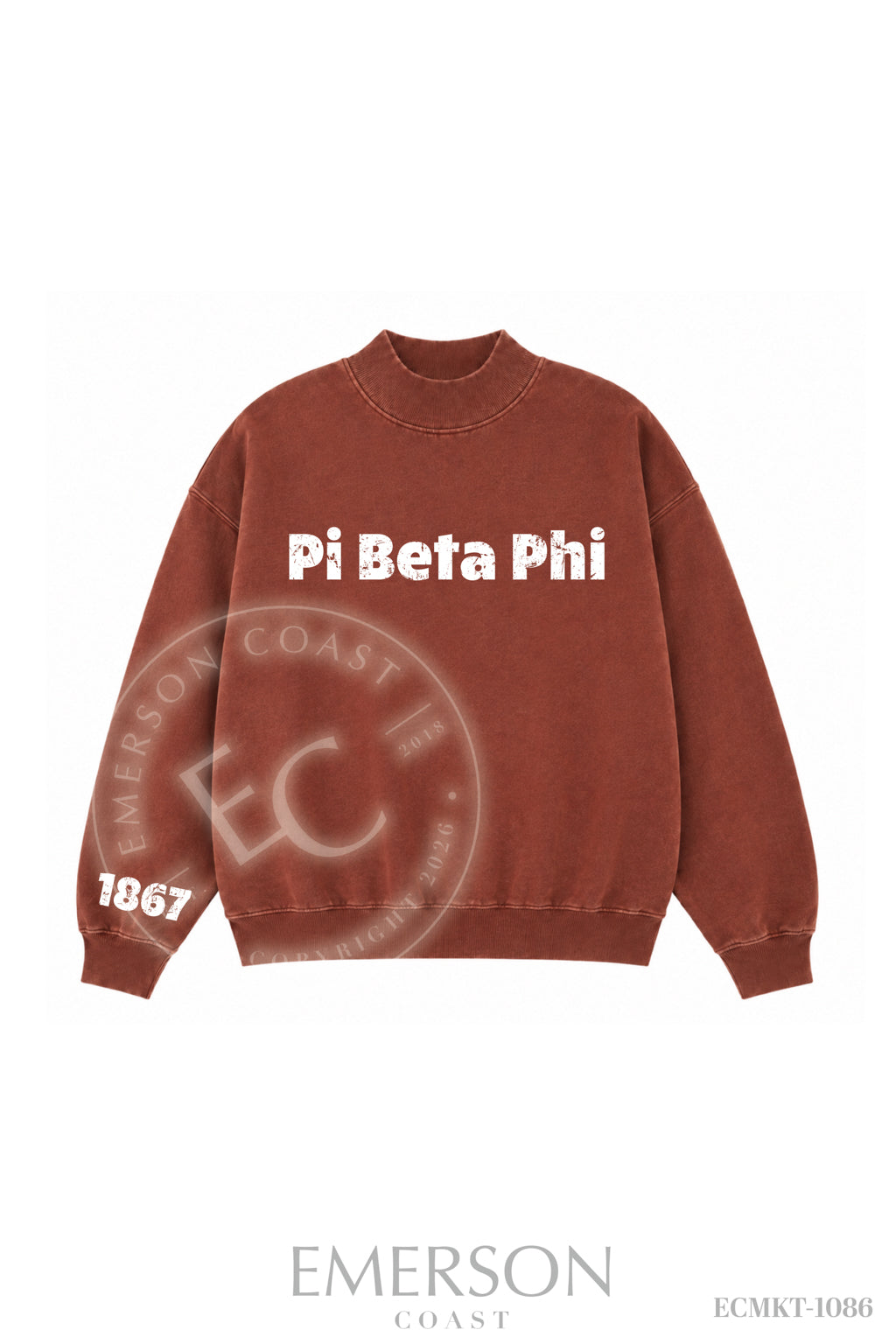 Pi Beta Phi Letter Dark Maroon Mockneck