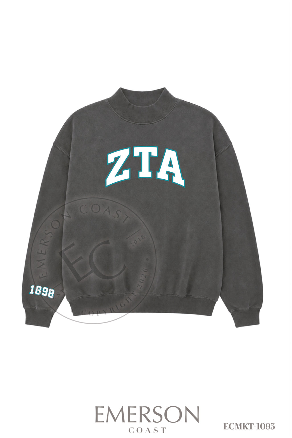 Zeta Tau Alpha Letter Smoke Mockneck