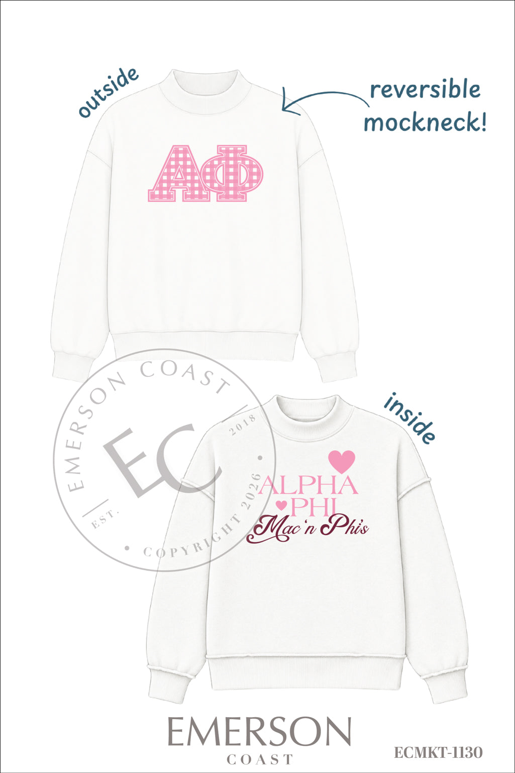 Alpha Phi Philanthropy White Mockneck
