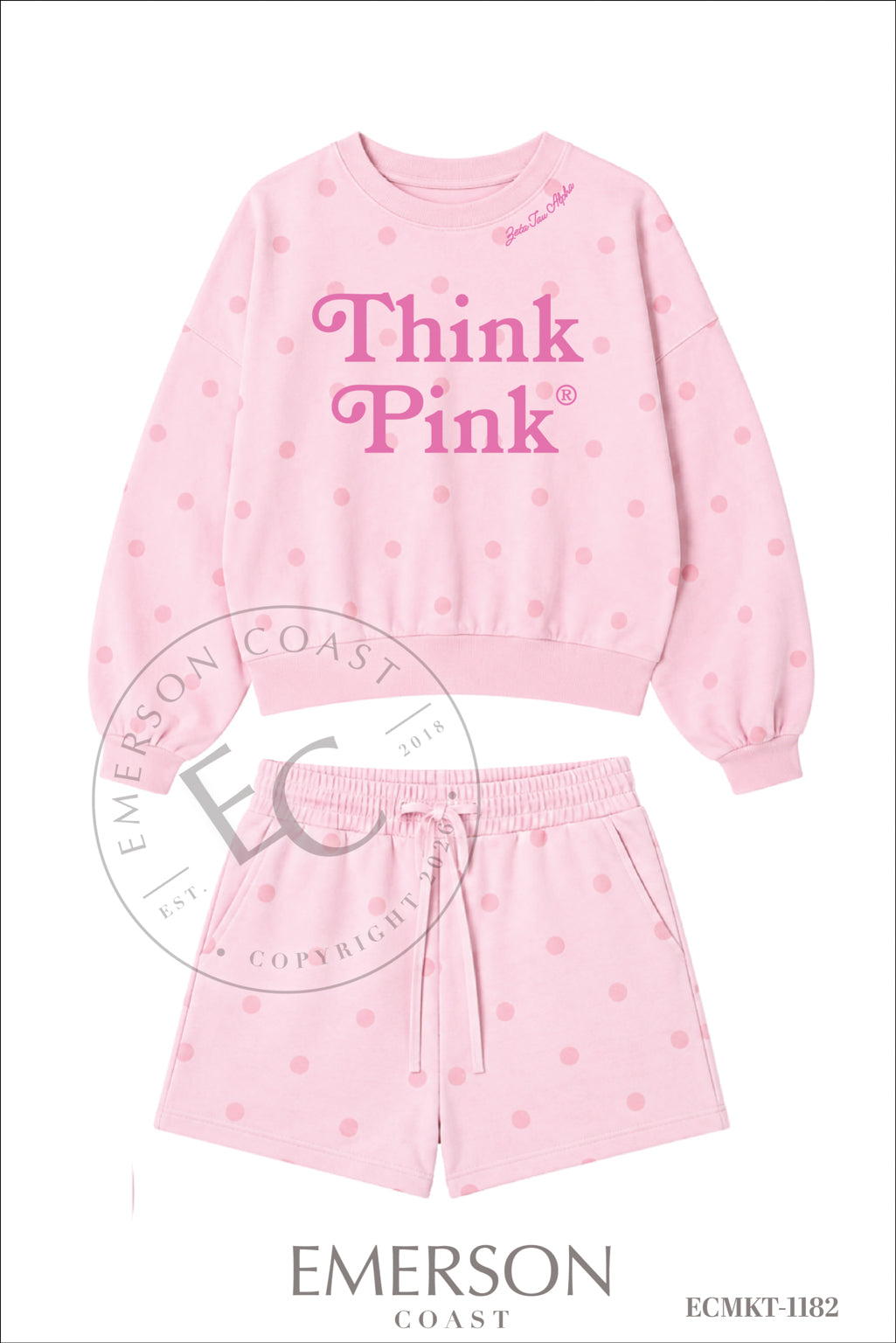 Zeta Tau Alpha Philanthropy Polka Dot Mockneck