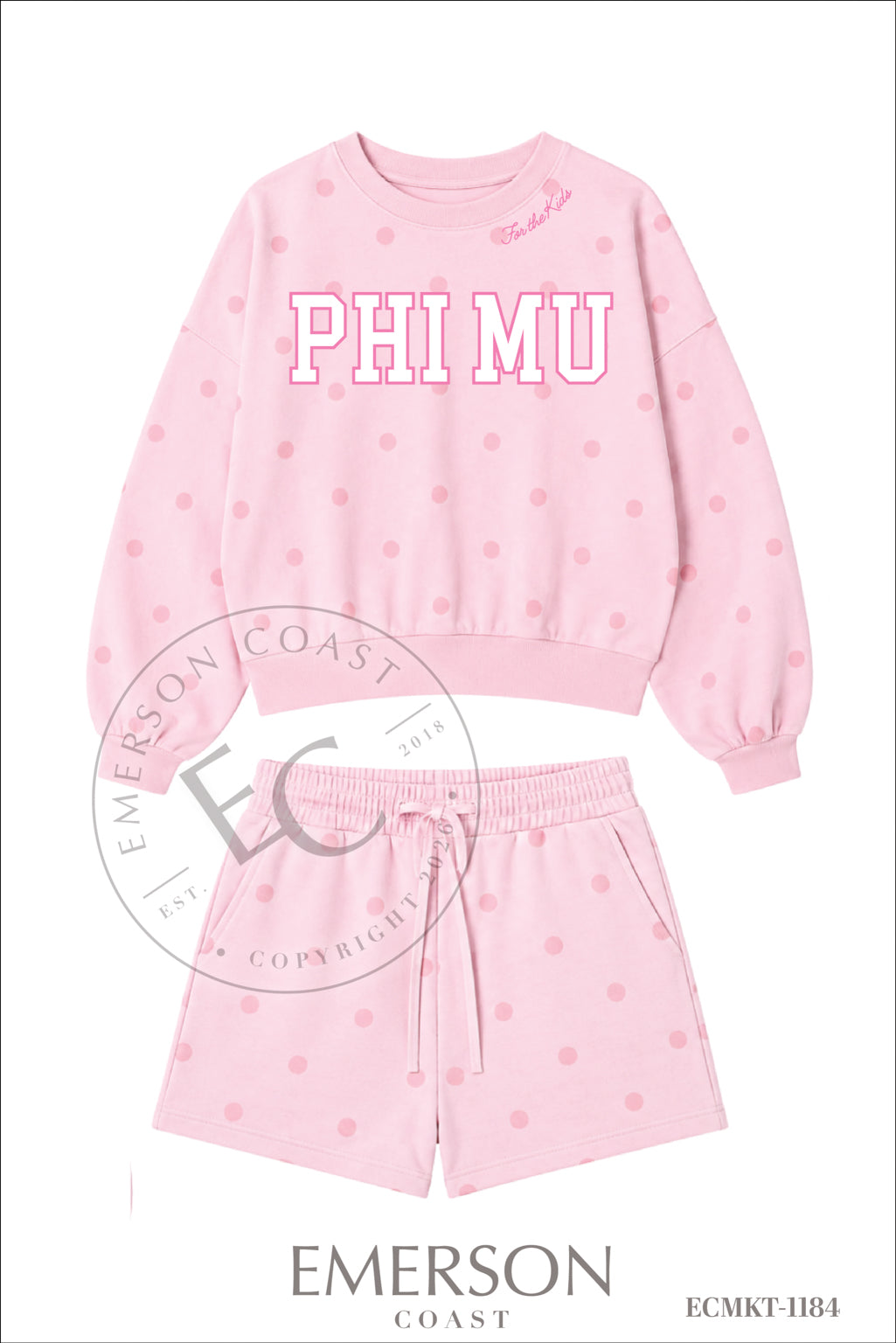 Phi Mu Philanthropy Pink Polka Dot Mockneck