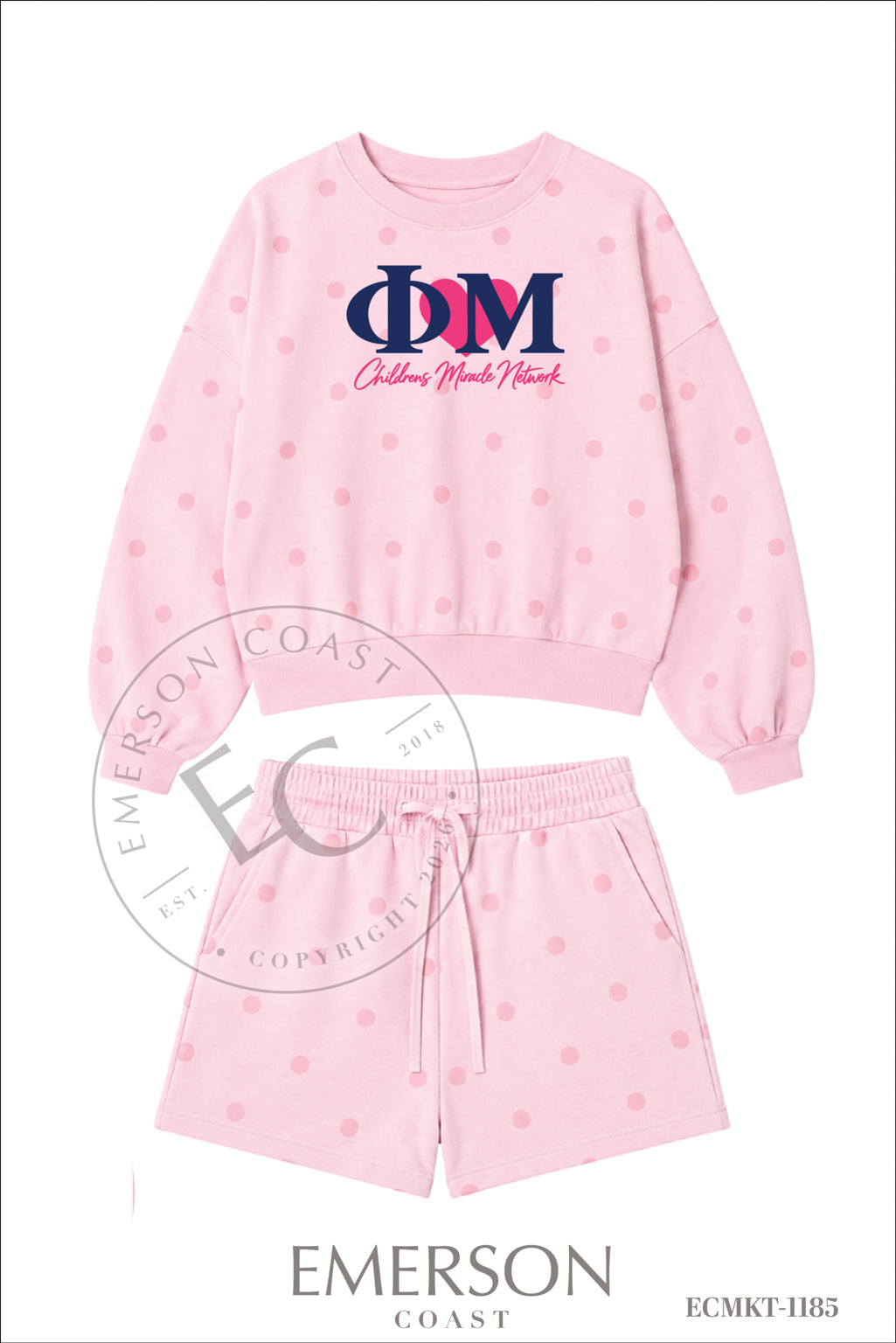 Phi Mu Pink Polka Dot CMNH Mockneck