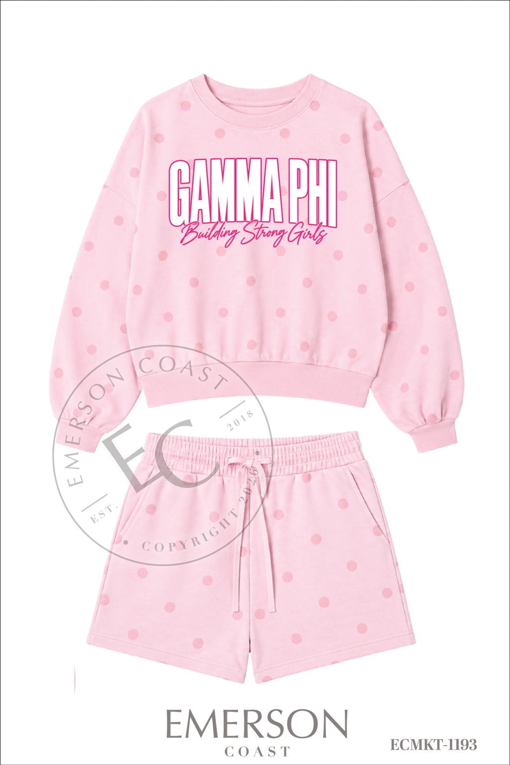 Gamma Phi Beta Philanthropy Pink Polka Dot Mockneck
