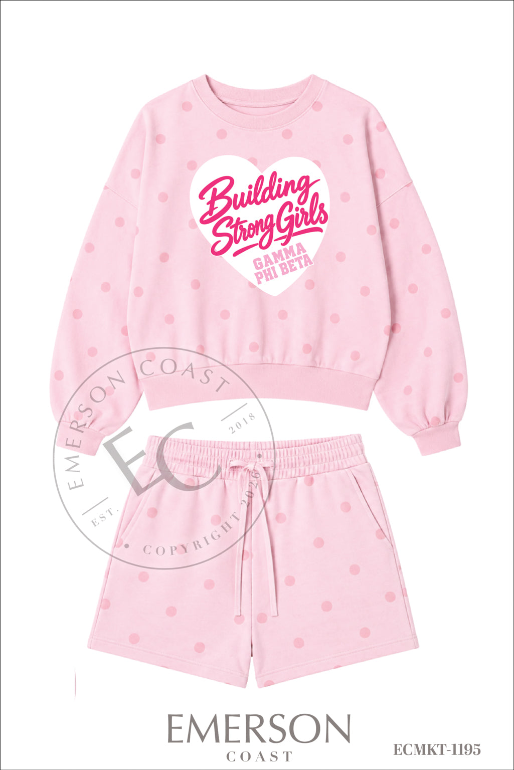 Gamma Phi Beta Heart Polka Dot Mockneck