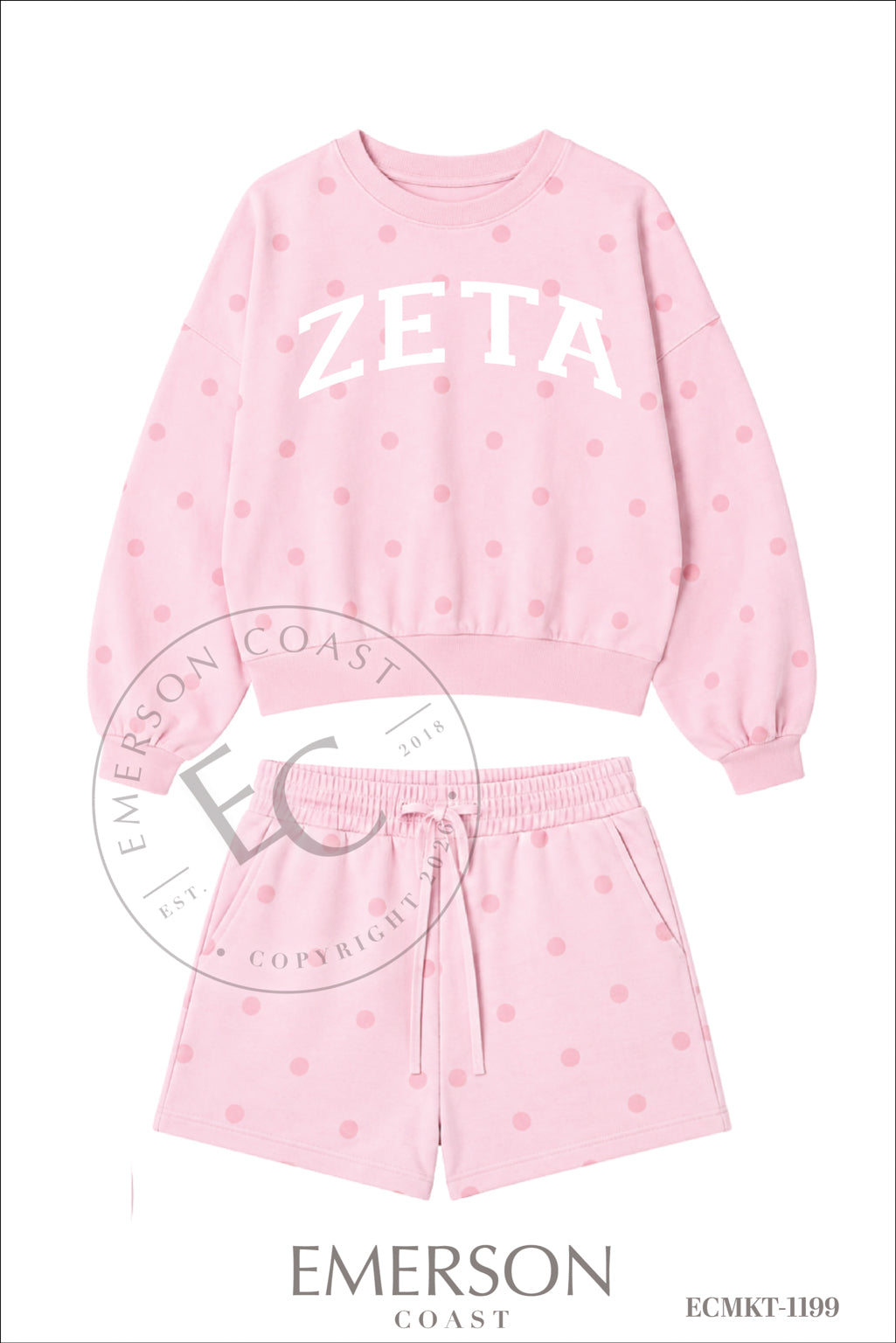 Zeta Tau Alpha Pink Polka Dot Set