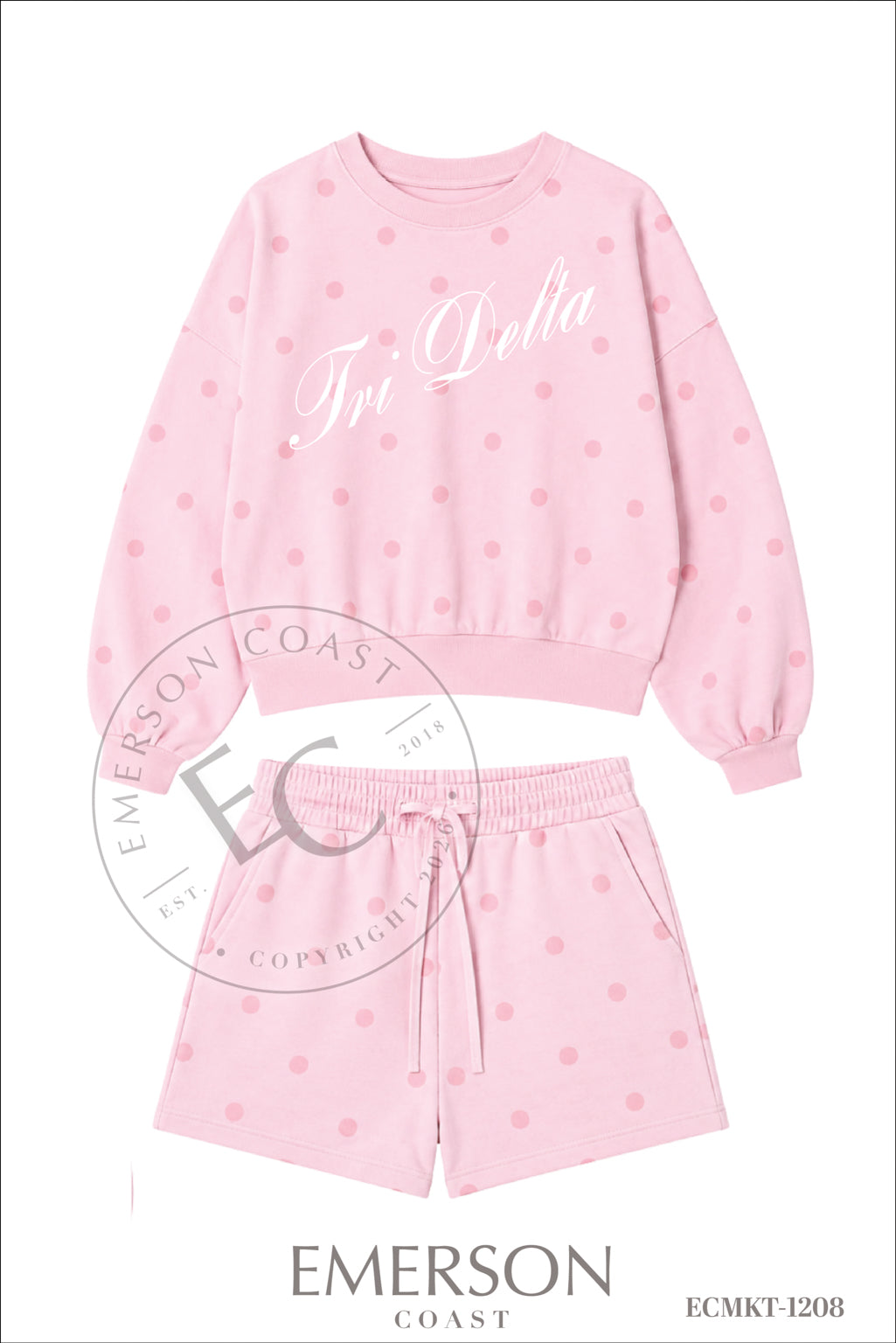 Tri Delta Pink Polka Dot Set
