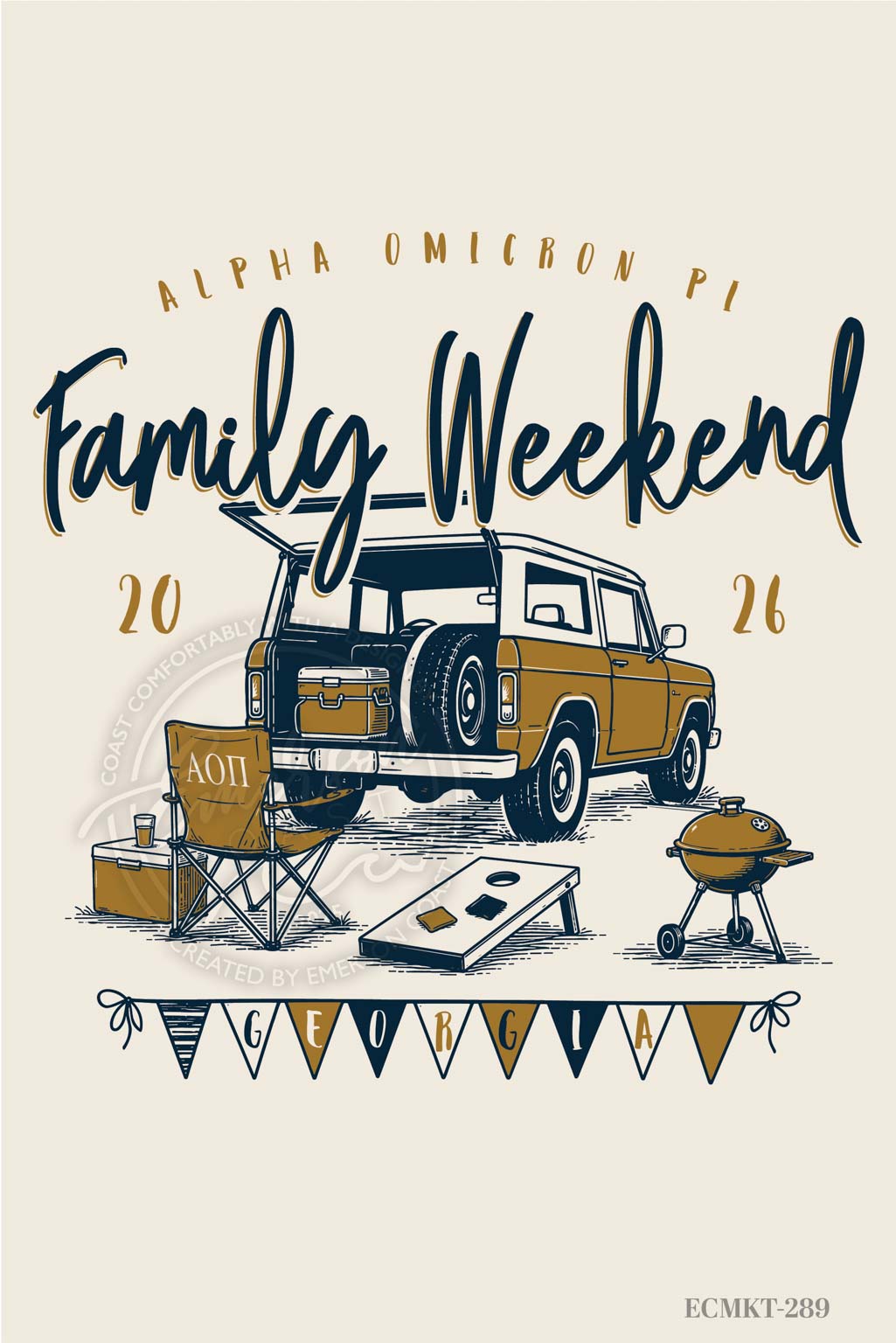 Alpha Omicron Pi Vintage & Playful Family Weekend Tshirt