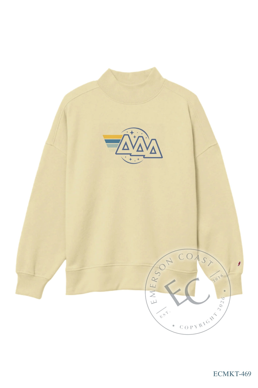Tri Delta Greek Letters Yellow Mockneck