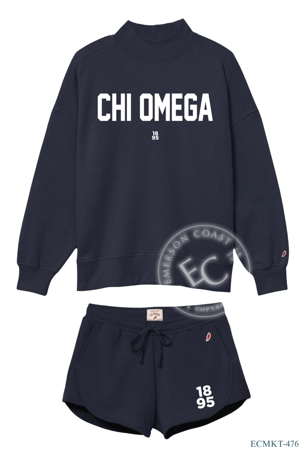 Chi Omega Varsity Navy Mockneck