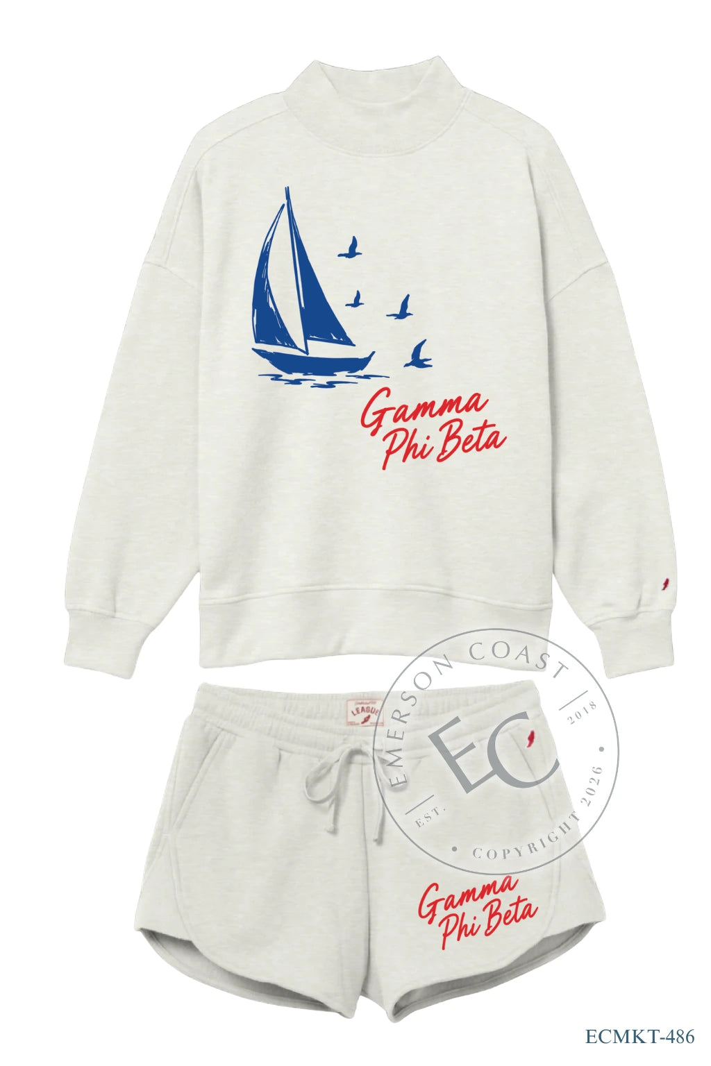 Gamma Phi Beta Sailboat Gray Mockneck Set