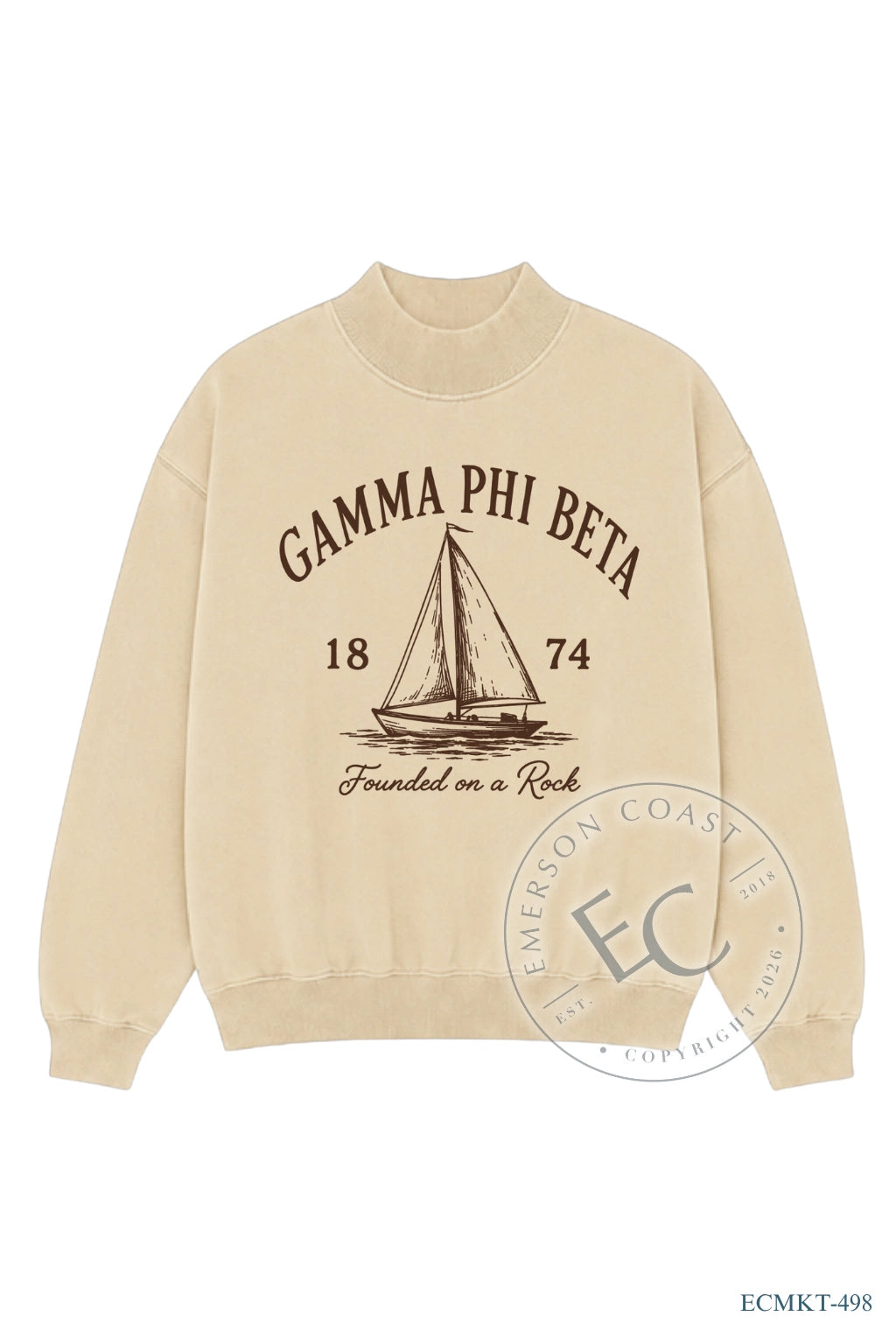 Gamma Phi Beta Sailboat Sand Mockneck