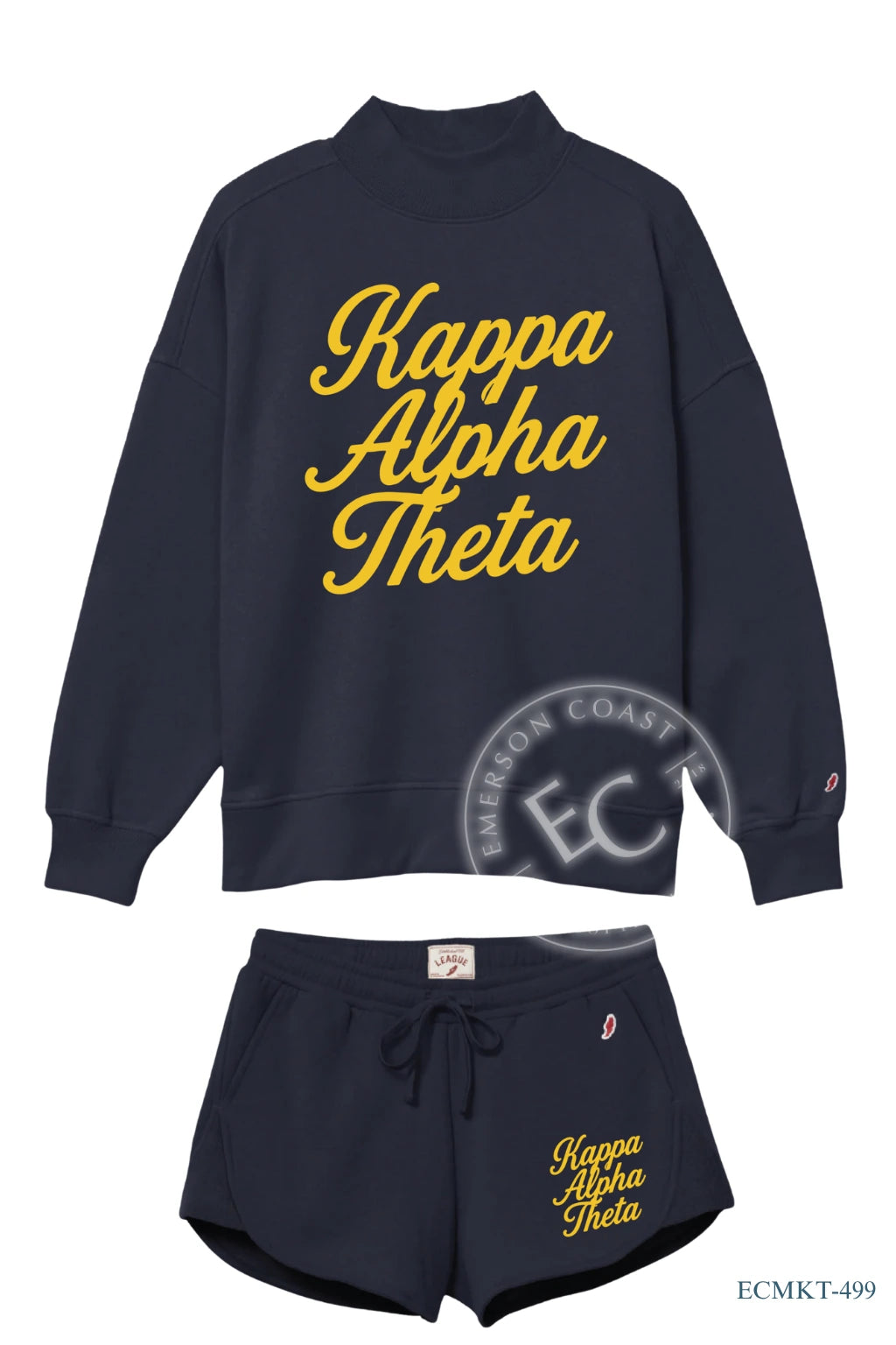 Kappa Alpha Theta Big Script Navy Mockneck